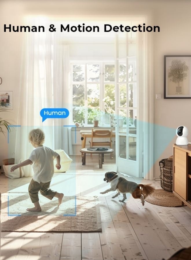 تي ن م بضائع من الدرجة الأولى كاميرا IP لاسلكية داخلية عالية الدقة 1080P - كاميرا مراقبة منزلية ذكية للأطفال والرضع مع إمكانية التحريك والإمالة 360 درجة، ورؤية ليلية، وكشف الحركة، وصوت ثنائي الاتجاه، والتحكم عبر تطبيق - Image 3